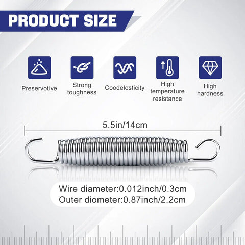 Heavy Duty Trampoline Spring Replacement Kit with 72 Piece Set Galvanized Steel Springs and T Hook Puller Tool product size