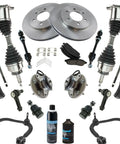 Drop In Ready And Built Tough 21 Piece Front Steering Suspension And Brake Repair Kit For 2006 2008 Ford F150 4wd components, including brakes and axles.