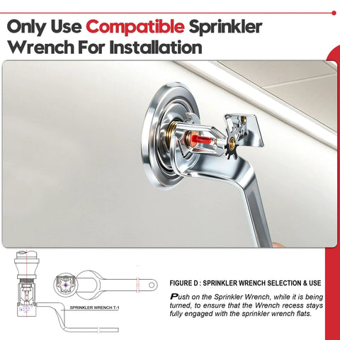 Top Shelf Sidewall Fire Sprinkler Head Two Pack FM Approved UL Listed CUL Verified, installation with compatible wrench.