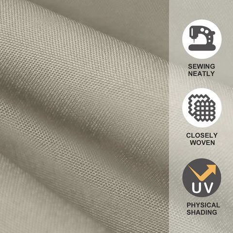 Close-up of beige 500 Denier polyester fabric for 9 Foot Replacement Canopy for 8 Rib Market Patio Umbrella Beige Canopy Only, 180G UV protection.