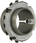 Front view of SKF H 208 adapter sleeve, gray metal with 35mm shaft bore.