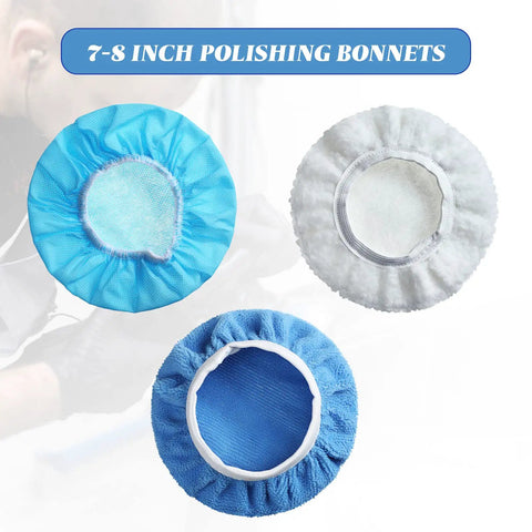 Three 7-8 inch polishing bonnets for 20 Piece Car Orbital Buffer Polisher Pad Bonnet Microfiber Cover For Seven To Eight Inch Pads