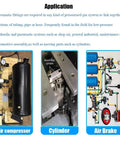 Application of pneumatic fittings in air compressors, cylinders, and air brake systems with focus on low-pressure applications.