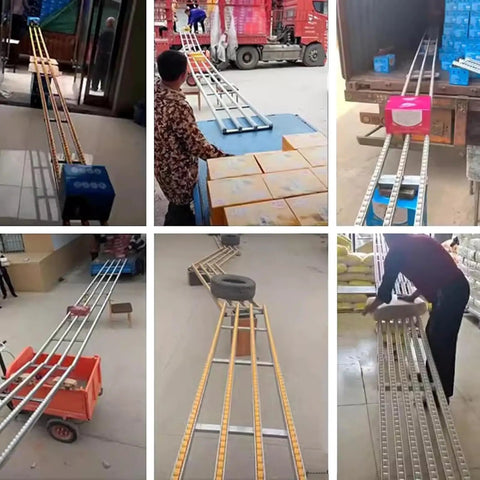 Heavy Duty Foldable Stainless Steel Conveyor Roller For Warehouse And Truck Trailers With 50cm Unloading Pulley seen in action loading boxes.