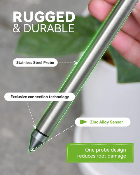 Soil Moisture Meter For Plants For Plant Parents, Accurate Plant Water Meter, stainless steel probe and zinc alloy sensor detail
