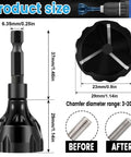 Front view of Hakkin 2-pack hex-shank deburring external chamfer tool with carbide blade, quick-release; fits 1/8–3/4 in (3–20 mm) bolts.