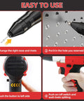 Cordless Rivet Gun For Milwaukee 18V Battery Compatibility Tool Only No Battery Included, black rivet nose and red handle