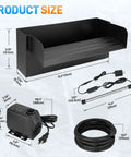 All In One Pond Waterfall Kit With LED Light And 12 Inch Stainless Spillway 880 GPH 45W Pump Filter Media Bag components