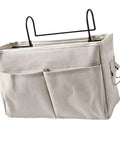 Cotton Linen Nightstand Hanging Bag With Metal Bracket And Multiple Pockets For Bunk Beds Dorm Rooms Kitchen Cabinets