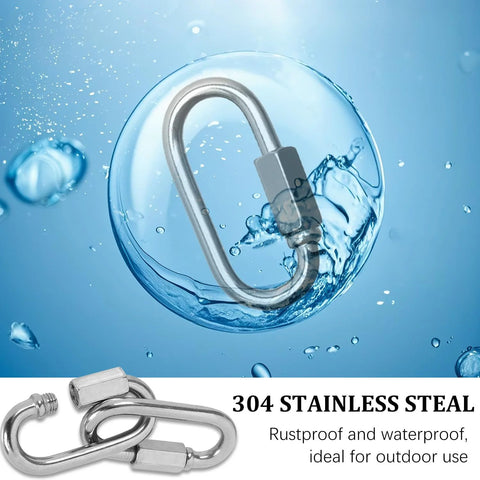 Stainless Steel Quick Links Set For Versatile Use 304 Chain Links, 5/16 and 1/4 Inch, heavy-duty for hammock swing and hiking