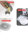 A Total Game Changer 3 Pack Silicone Drain Catchers For Sink And Tub reusable strainers in kitchen and bathroom draining waste.