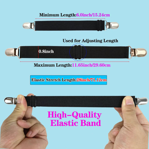 Adjustable Elastic Sofa Straps Keep Your Couch Slipcovers Locked Down Tight And Stop That Couch Jumpin Forever Heavy Duty Stretch Bungees with measurements and clips.