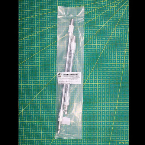 Two Piece Workhorse Flexible Extension Drill Bit Holder with Magnetic Quarter Inch Hex Shank in packaging on green mat