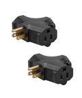 Black 3 Outlet Wall Extender Adapter T Shaped, UL Listed 3 Prong Grounded Power Tap, 125V 5A 1875W, heavy duty, pack of 2