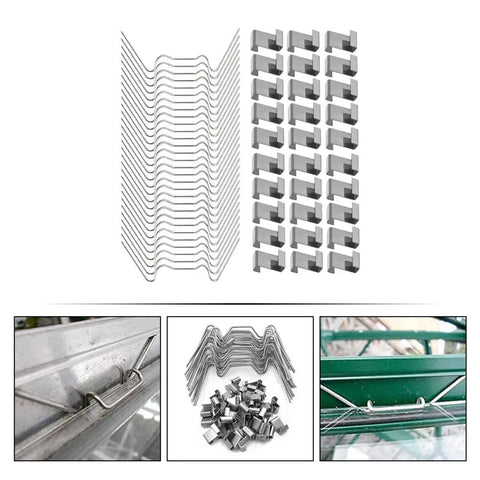 Easy Install Heavy Duty Greenhouse Glazing Clips Repair Kit With 50 Z-Type And 50 W-Type Wire Clamps For Glass Pane Fixing And Windproof Support In Garden And Farm Structures 100 Piece Set