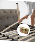 Heavy Duty Bed Rail Fastener Brackets Six Piece Kit With Reinforced Hinge Buckles For Secure Bed Frame Support in use, installing wooden slats.