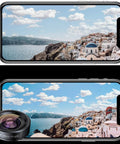 Image of phone screen showing landscape, with 120° wide lens from 3 In 1 Phone Camera Lens Kit With 198 Degree Fisheye, 120 Degree Wide Angle And 20x Macro, Clip-On Lens For iPhone And Android Smartphones.