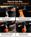 Heavy Duty Cargo Tie Down Strap Winder for Roll Up Flatbed Winch Straps Up To 4 Inches, Black Powder Coated Steel Hand Winder Tool For Trailers, Trucks, Vans, Warehouses And Docks, Built To Last And Easy Roll. How to use on trailer rail