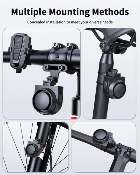 115dB Wireless Bike Horn With Anti Theft Alarm And 5 Sound Modes Rechargeable Bicycle Bell For Adults And Ebikes Scooters Motorcycles IPX5 Waterproof With Suspension Mount Easy Install For Safer Rides Loud As Heck