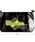 Heavy Duty Trailer Tie Down Kit storage bag, black with yellow logo, 24x14 inches, for securing cargo with E-track, rails not included