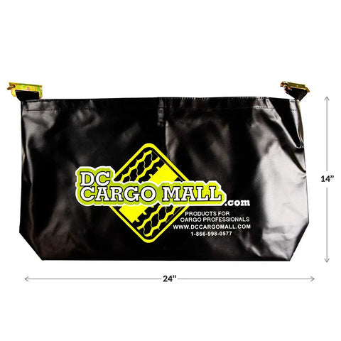 Heavy Duty Trailer Tie Down Kit storage bag, black with yellow logo, 24x14 inches, for securing cargo with E-track, rails not included