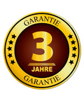 Gold emblem with "3 Jahre Garantie" in German, indicating a three-year warranty, surrounded by stars on a circular border.