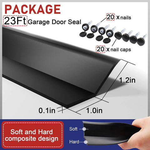 23 Ft Garage Door Weather Stripping Kit Top And Sides Heavy Duty TPE Seal Weatherproof Insulation Reduces Drafts Dust And Moisture