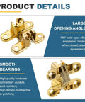 4 Pack Hidden Cabinet Door Hinges 1.65 Inch By 0.45 Inch 180 Degree Concealed Cross Hinge for wooden boxes
