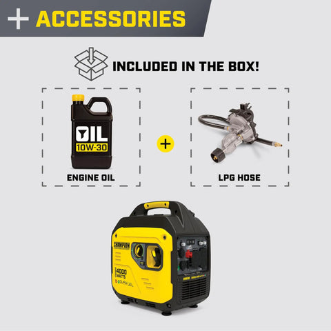 4000-Watt Dual Fuel Portable Inverter Generator RV Ready With Quiet Technology And CO Shield Auto Shutoff with engine oil and LPG hose