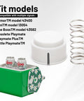 Cooler Lid Push Button Repair Kit With Springs Set 4 Pack Replacement Buttons And Springs For Playmate Style Coolers shown with green cooler and models