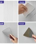 Using 2 Inch By 100 Foot Fiberglass Drywall Repair Tape Self Adhesive Joint Tape for wall patching in step-by-step process.