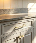 10 Pack Brushed Gold Cabinet Pulls, 7.5 Inch Center To Center Zinc Alloy Handles installed on kitchen cabinets
