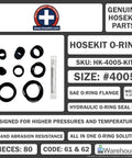 All In One Heavy Duty SAE Hydraulic O Ring Flange Kit With 80 Buna 90 O Rings For Code 61 And Code 62 High Pressure Seals