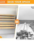 Garage Wall Mounted Lumber Storage Rack For Woodworking Shop Overhead Heavy Duty One Piece Design Keeps Lumber Off The Floor And Neatly Organized Space Saving Solution For A Pair Of Racks showing before and after installation comparison.