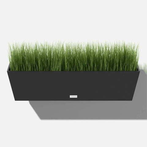 Plastic Railing Planter With Adjustable Brackets For Outdoor Balcony And Fence All Weather Durable Planter Box For Flowers Succulents And Hanging Plants 36 Inch Long And 10 Inch Wide Built To Mount Like A Boss Modern Decor with grass