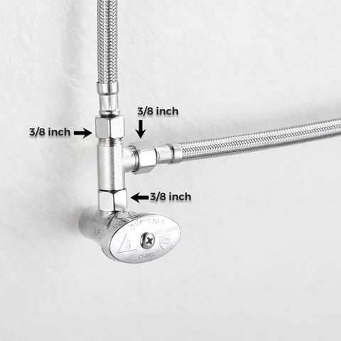 Three Eighths Inch Compression Tee Valve Adapter 3 Way Workhorse Add A Tee Connector Angled Stop Valve Lead Free Brass Corrosion Resistant High Temperature Ductility 2 Pack