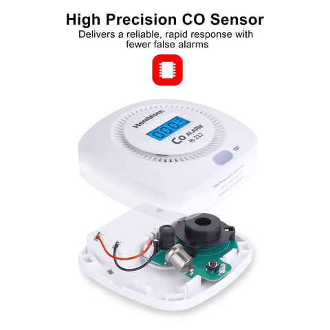Open view of Three Pack Carbon Monoxide Detectors With Digital Display Battery Operated CO Alarm Monitor For Home Kitchen Office Restaurant And Hotel Safety Featuring ME2 High Precision Sensor For Quick Reliable Alerts
