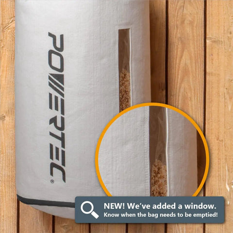 Pro Grade 1-Micron Dust Filter Bag For Wall Mount Dust Collectors, 14 Inch Diameter, 24 Inch Long With 5-1/2 Inch Neck, with window