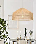 Big Boho Woven Pendant Light With Natural Rattan Basket Look, 23.6 Inch By 13 Inch Chandelier for dining room setting
