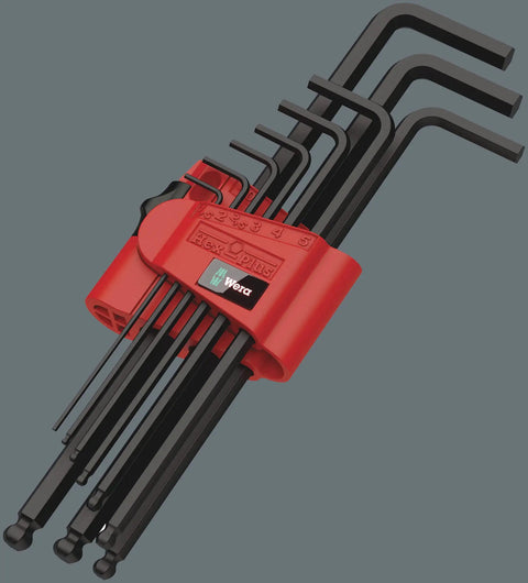 Hexagon 950 L Key Set With Ballpoint Hex Keys 9 Piece Long Arm BlackLaser Hardened Blades Built For The Pros Durability