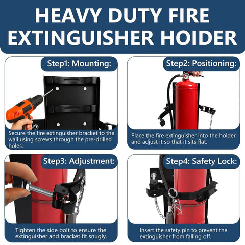 Beefy Heavy Duty Fire Extinguisher Wall Mount Bracket For 20Lb Dry Chemical And 10Lb CO2 Units ST12 Steel Construction Instructions