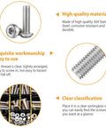 Close-up of screws and nuts from the 197Piece SAE Hex Button Head Screw Set With 1/4-20 5/16-18 3/8-16 Bolts, Washers And Nuts, 304 Stainless Steel