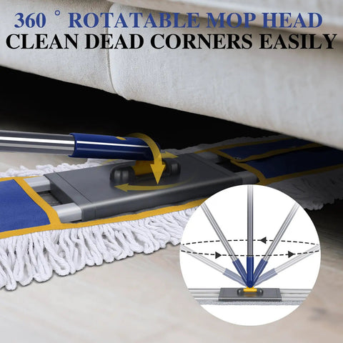 36 Inch Pro Grade Commercial Mop For Floor Cleaning With 3 Microfiber Pads, Heavy Duty Industrial Mop With 60 Inch Long Handle under couch