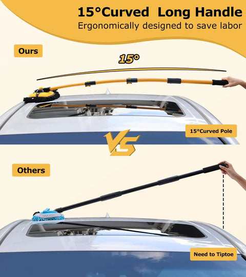 Chenille Microfiber Car Wash Brush Mop Kit With Long Handle And Extension Pole Scratch Free Exterior Duster comparison