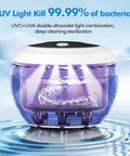48kHz Ultrasonic Retainer Cleaner For Dentures Mouth Guards Braces Aligners Toothbrushes And Jewelry 200ML Capacity White