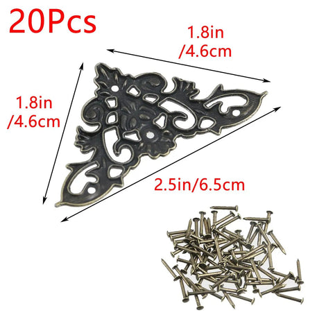 Rock Solid Antique Bronze Corner Protectors With 20 Pack Decorative Metal Edge Guards For Books Photo Frames Wooden Crates, 2.5x1.8in