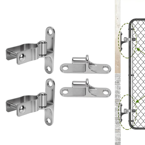 Beefy Heavy Duty Gate Hinges 1-3/8in Stainless Steel 304 Wall Mount Hinges for chain link fence gates.
