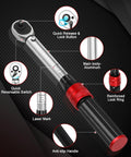 One Quarter Inch Drive Torque Wrench Set With Thirty Two Bit Sockets And Micro Adjustable Click Wrench focus on features and design.