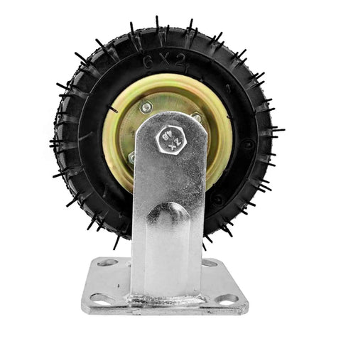 8 Inch Heavy Duty Pneumatic Rubber Caster Wheel with steel mount plate, featuring ball bearings for smooth rolling and sturdy swivel mechanism.