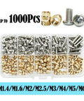 Pro Grade Brass Heat Insert Nut Kit For 3D Printing M2 M3 M4 Knurled Exterior For Stable Embedding With Stainless Steel Bolts Internal Thread Reinforcement All In One Plastic Part Assembly Kit, assorted inserts and screws in case